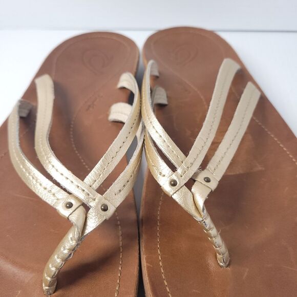 Olukai  Kapehe Luana Leather Beach Sandals in Tapa Sahara Women's 10 - Picture 6 of 9